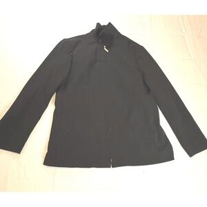 Dialogue Womens Black Zip Up Mock Neck Jacket Blazer Size 6